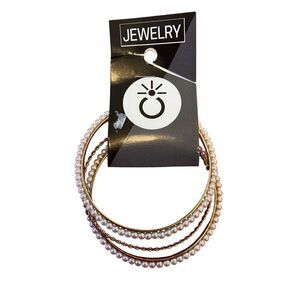 Faux Pearl 4pc Bangle Set Bracelets Jewelry Everyday